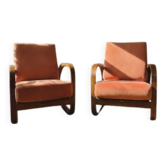 Pair of H-70 lounge chairs by Jindřich Halabala for UP Závody Brno, Czechoslovakia, 1930s, 88 × 65 × 85 cm