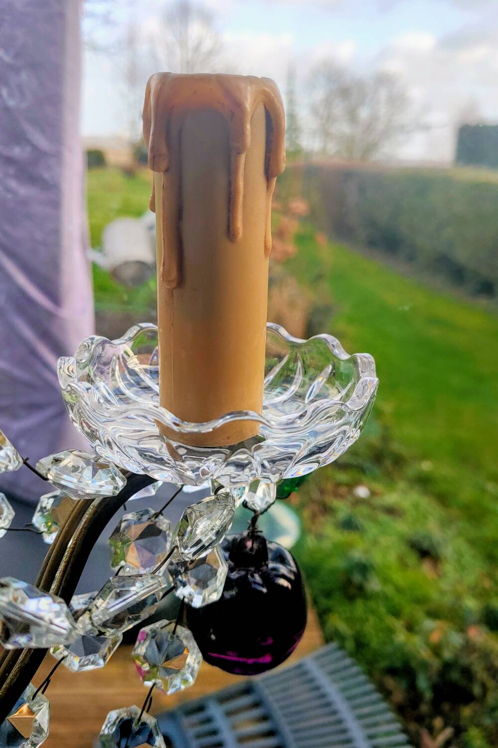 Golden bronze chandelier with fruit pendants