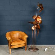 Vintage 20thc italian brass floral floor lamp c.1970