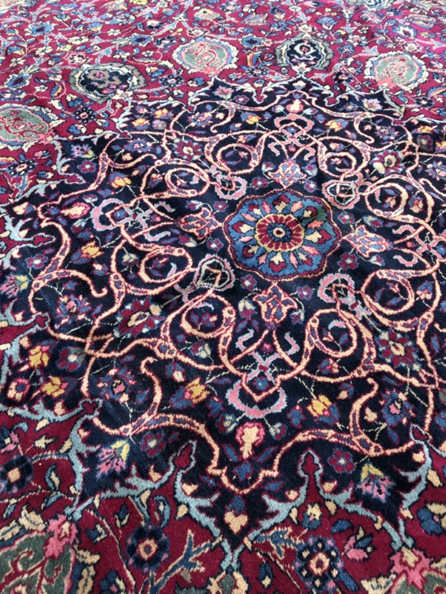 Splendid big old carpet Persian Kirman end handmade 325 X 400 CM