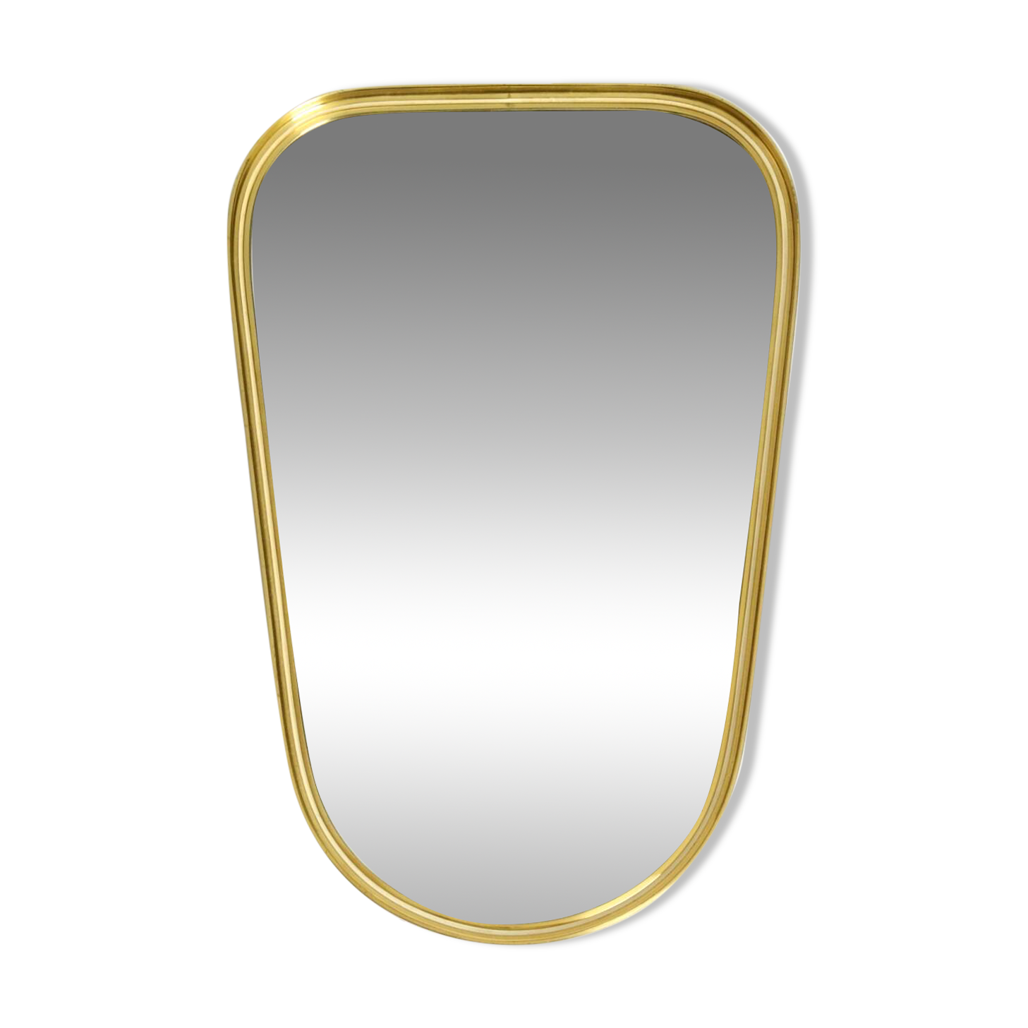 Small solid Mid Century brass wall mirror by Münchener Zierspiegel
