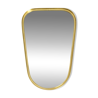 Small solid Mid Century brass wall mirror by Münchener Zierspiegel
