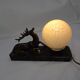 Art deco night light bedside lamp Deer and opaline white ball