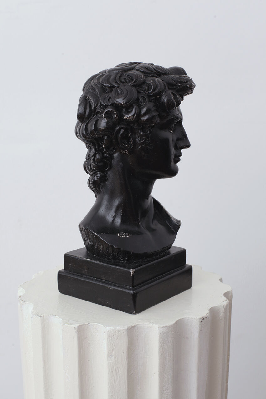 David head in black waxed plaster
