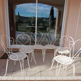 Garden furniture year 50 in white wrought iron