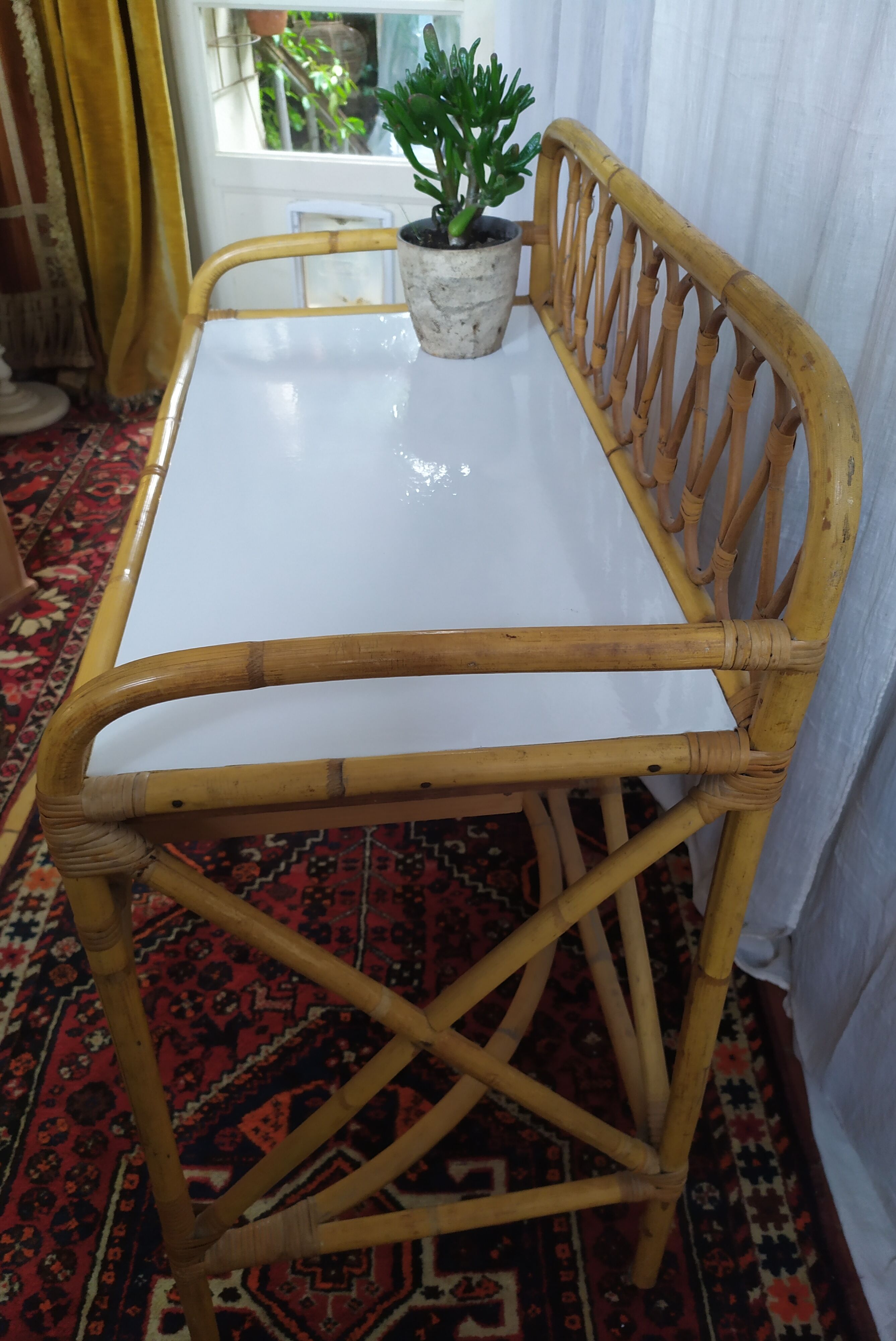 Vintage bamboo and rattan desk