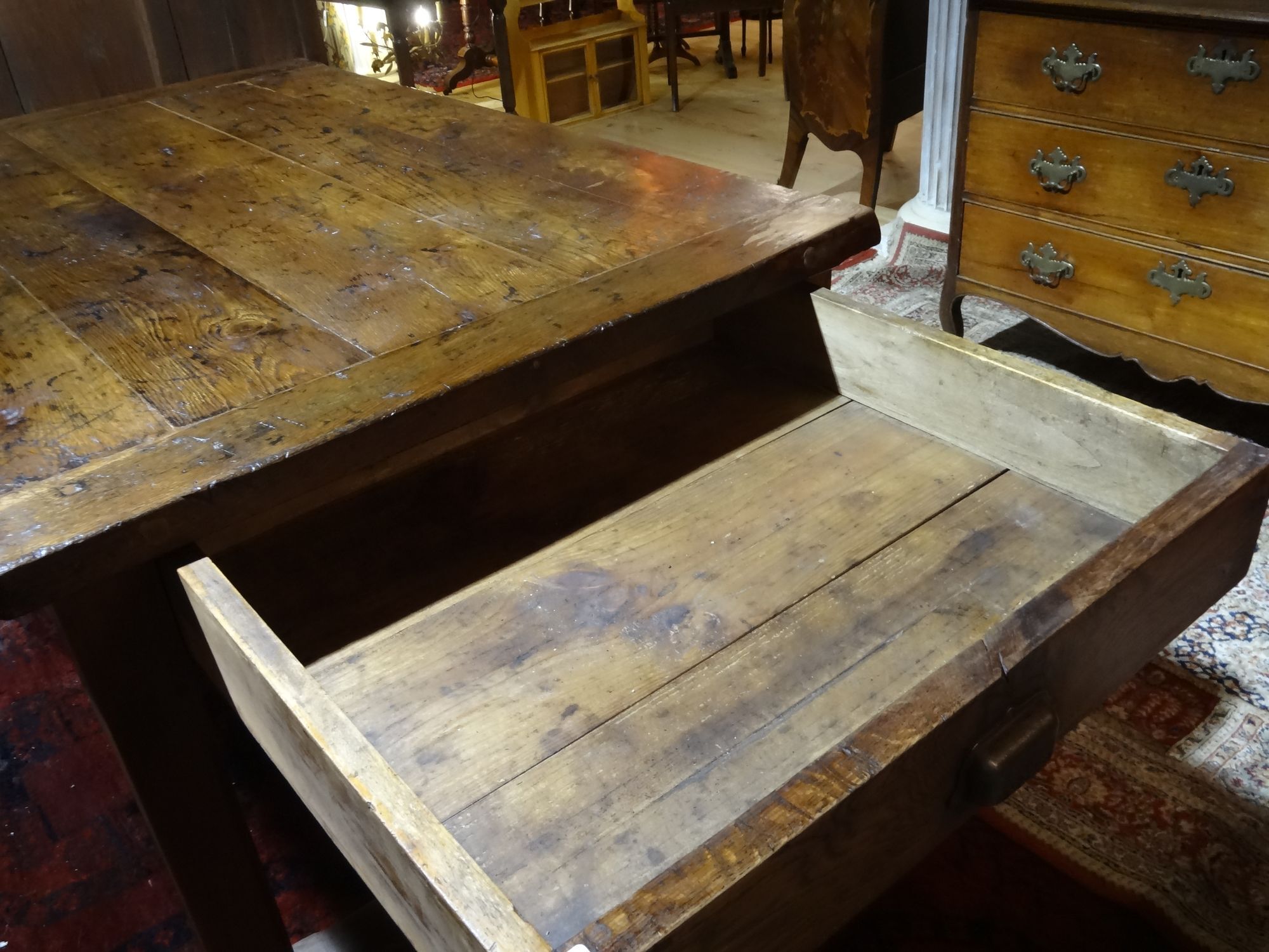 Nineteenth century farmhouse table in natural oak wood 140 x 90 cm
