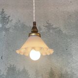 Tulip lamp in opaline and brass