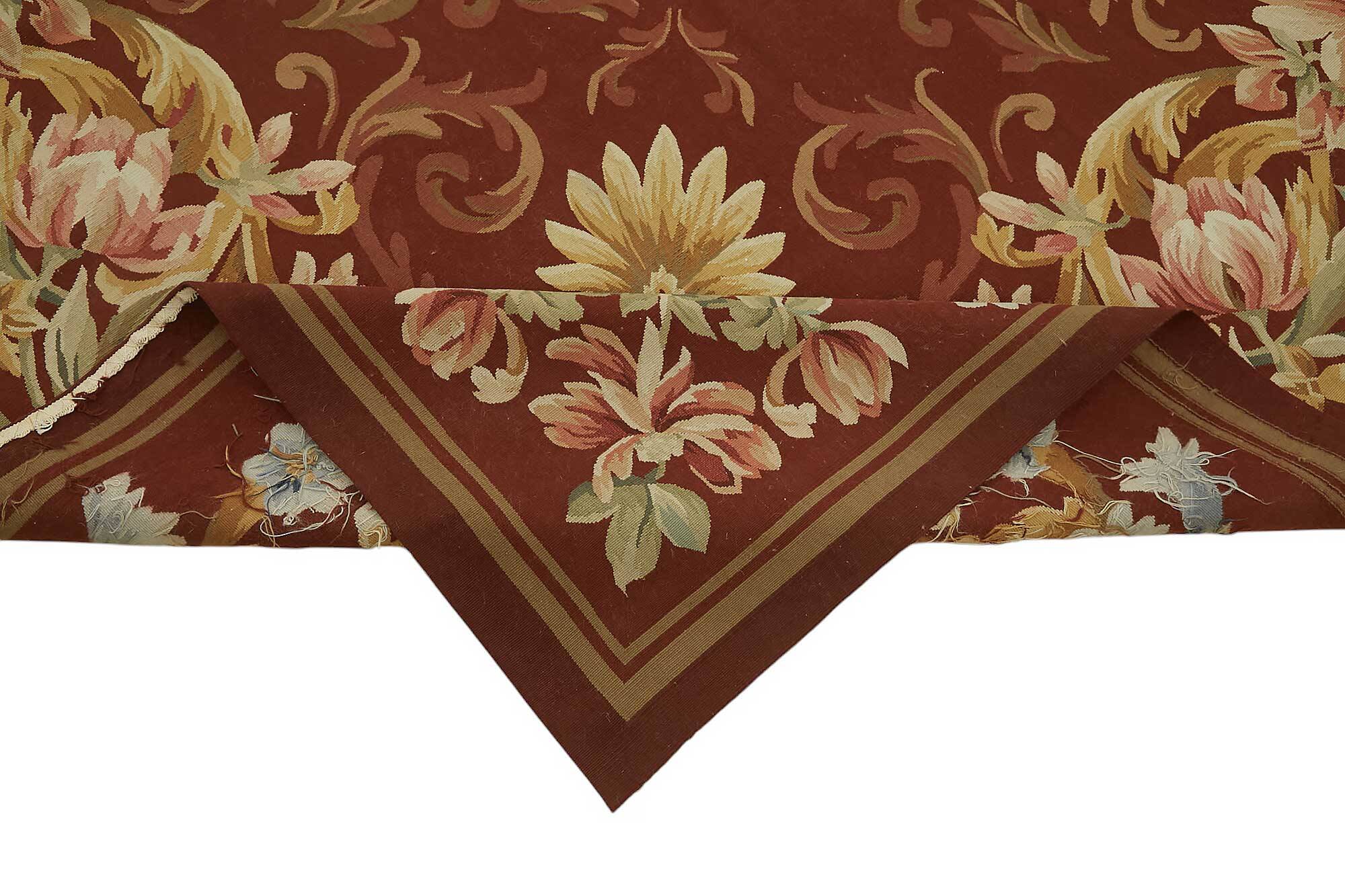 Handmade European Vintage Aubusson Kilim 302 cm x 410 cm