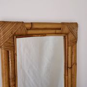 Miroir en rotin et bambou rectangulaire années 60-70