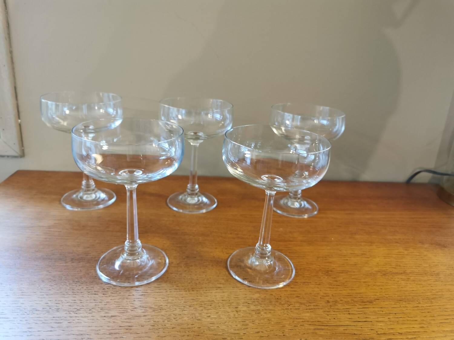 Set of 5 vintage crystal champagne glasses