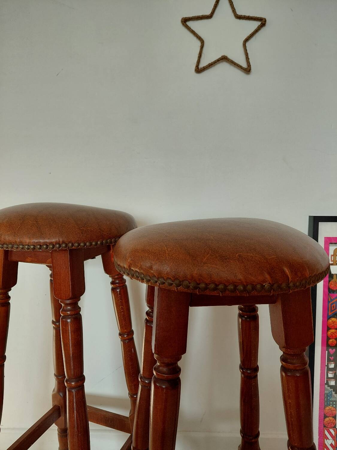 Paire tabourets bar vintage style pub anglais-75 cm