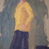 Portrait painting sketch woman on the 2 sides