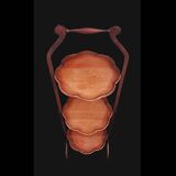 Wooden Foldable Treat Display Stand With Three Scalloped Shelves