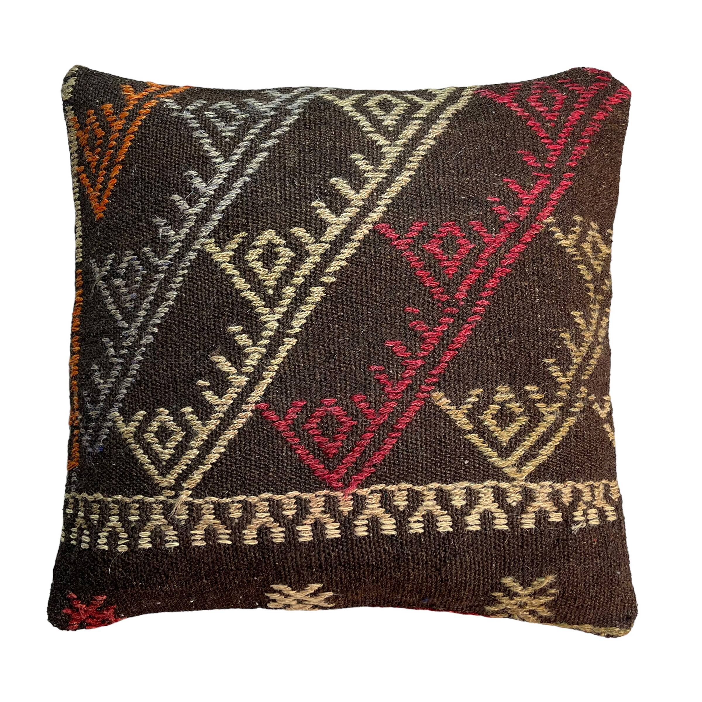 Vintage turkish kilim cushion cover , 55 x 55 cm