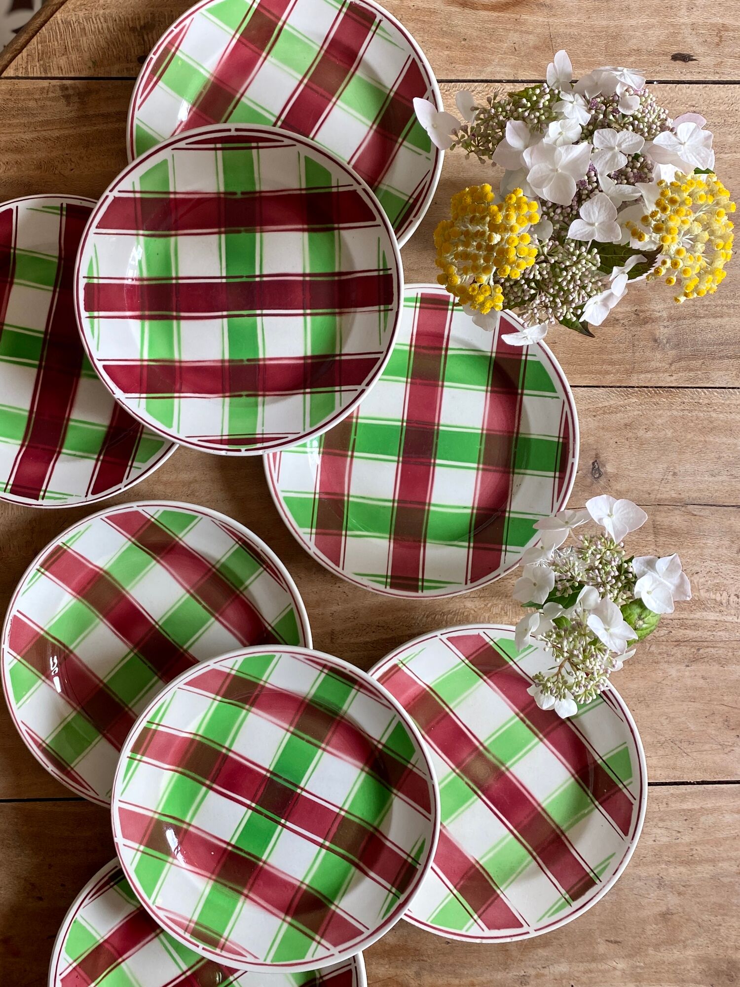 Set of 8 old flat plates, Sousse models by Digoin Sarreguemines
