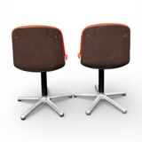 Vintage Wilkhahn Model 231/5 Chair Pair - Orange Fabric and Aluminium