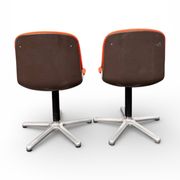 Pair of vintage chairs model 231/5 in orange fabric and aluminium by Wilkhahn.