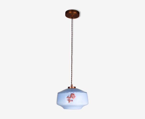 Suspension en verre bleu vintage