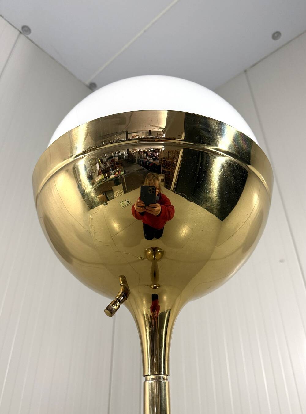 Vereinigte Werkstätten München brass & glass globe floor lamp 1960’s