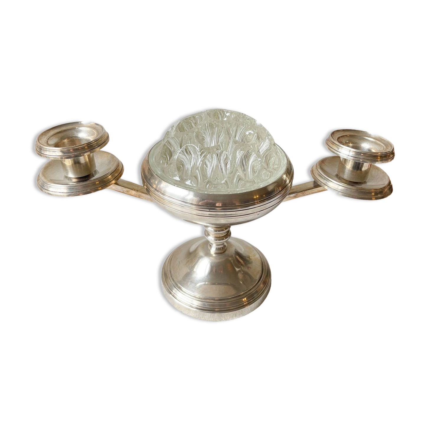 Candlestick spikes flowers silver metal goldsmith from France