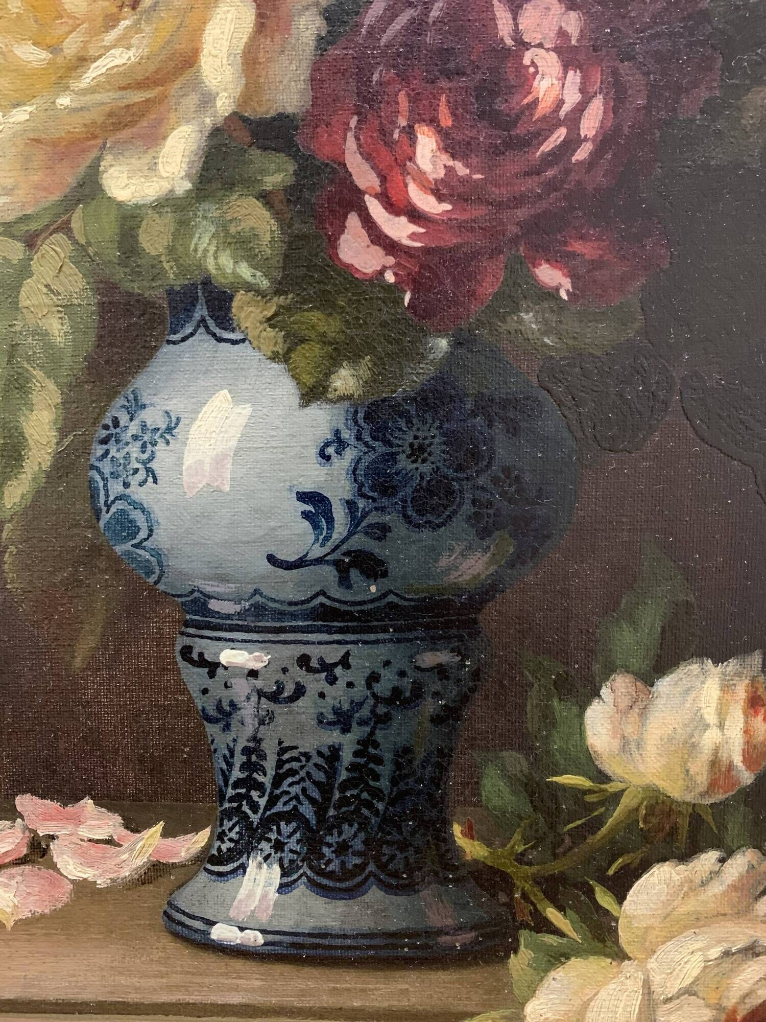Oil on Canvas "Bouquet of Roses" - N. Okolowicz (1867-1928) - 55x46 cm