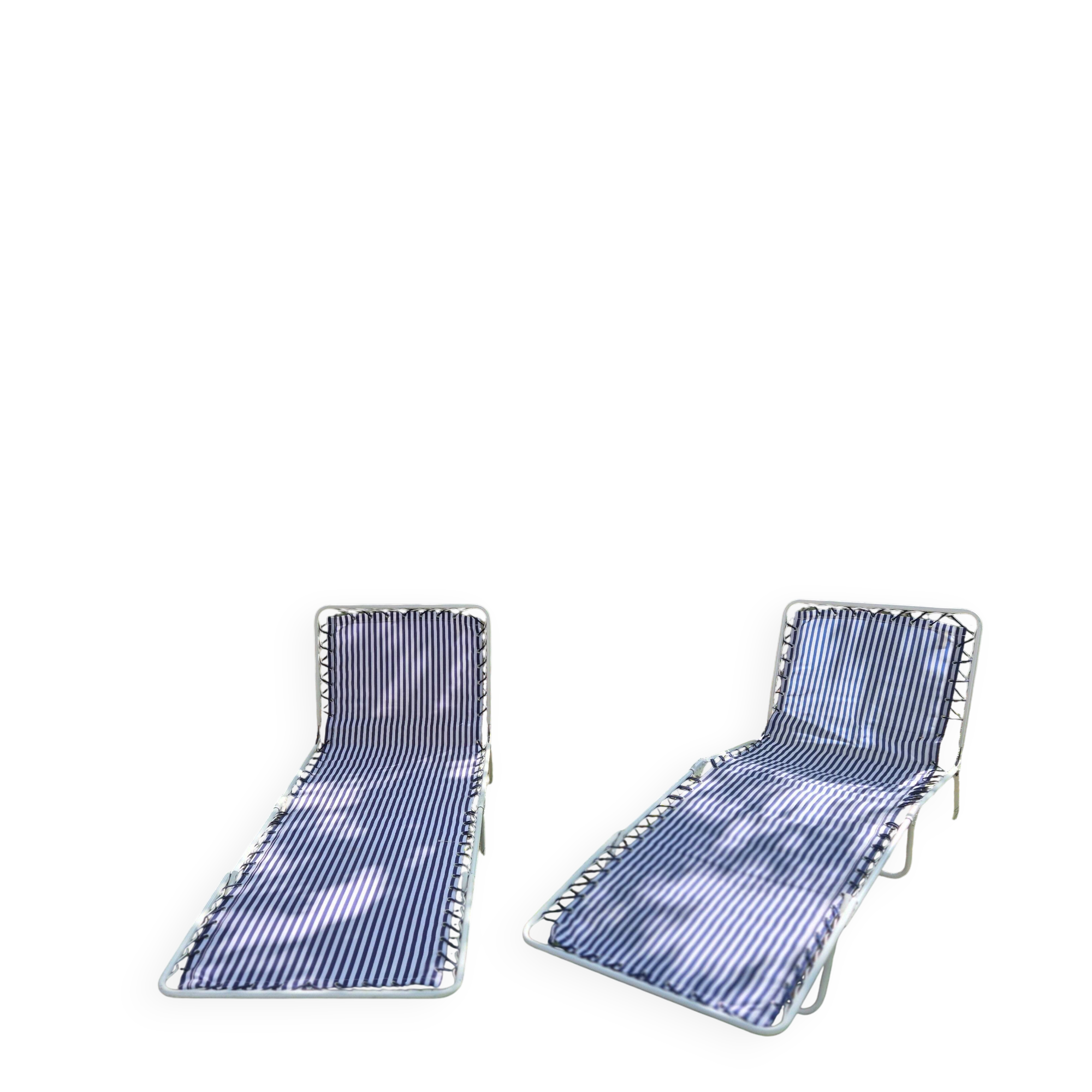 Lot de 2 transats vintage lafuma mariniere a rayures blanche marine