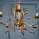 Chandelier in gilded metal in the style of Maison Baguès 6 lights 1960