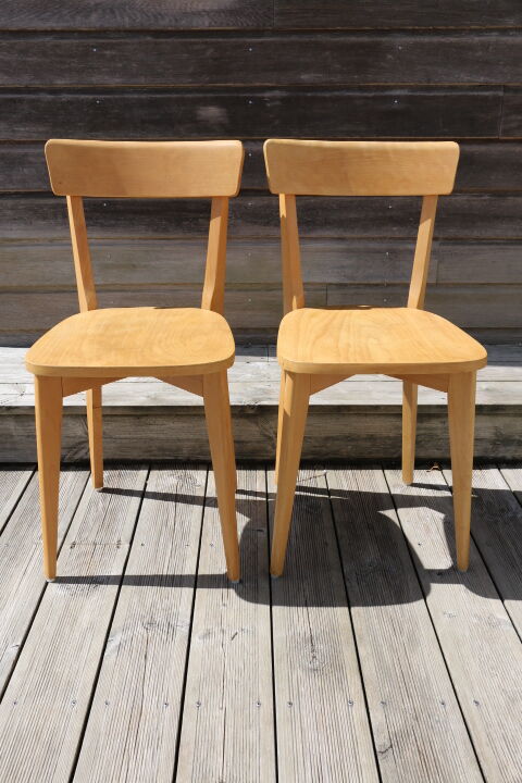 2 chairs 1950 light beech