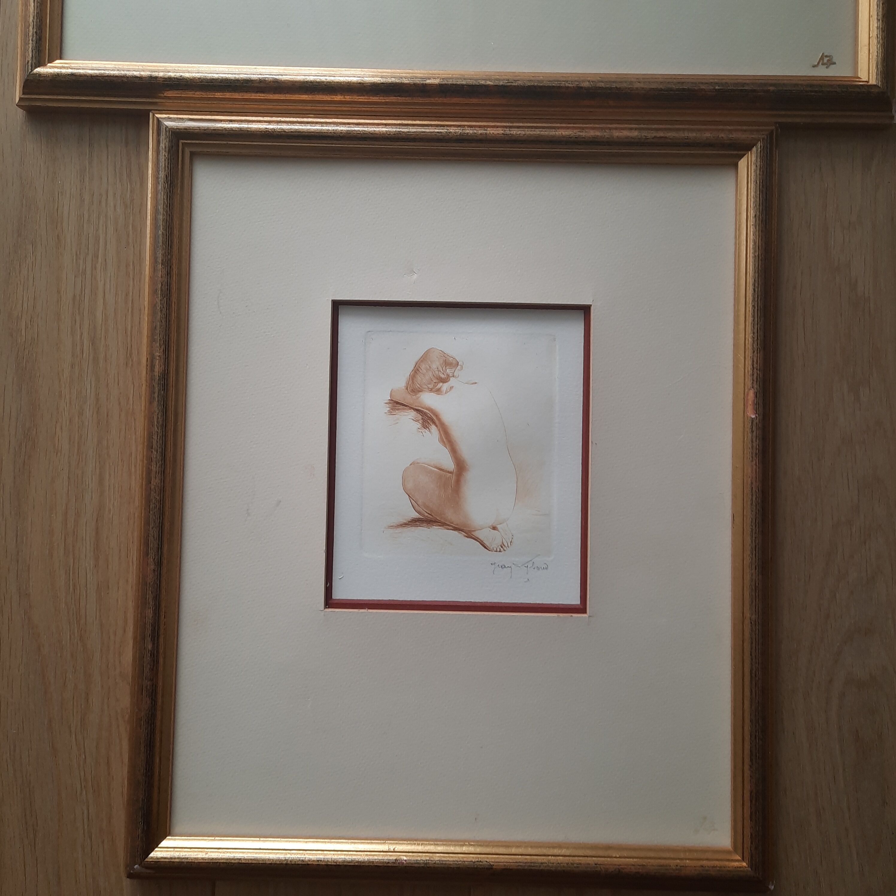 Drawing in technic of sanguine signed Jean Vyboud