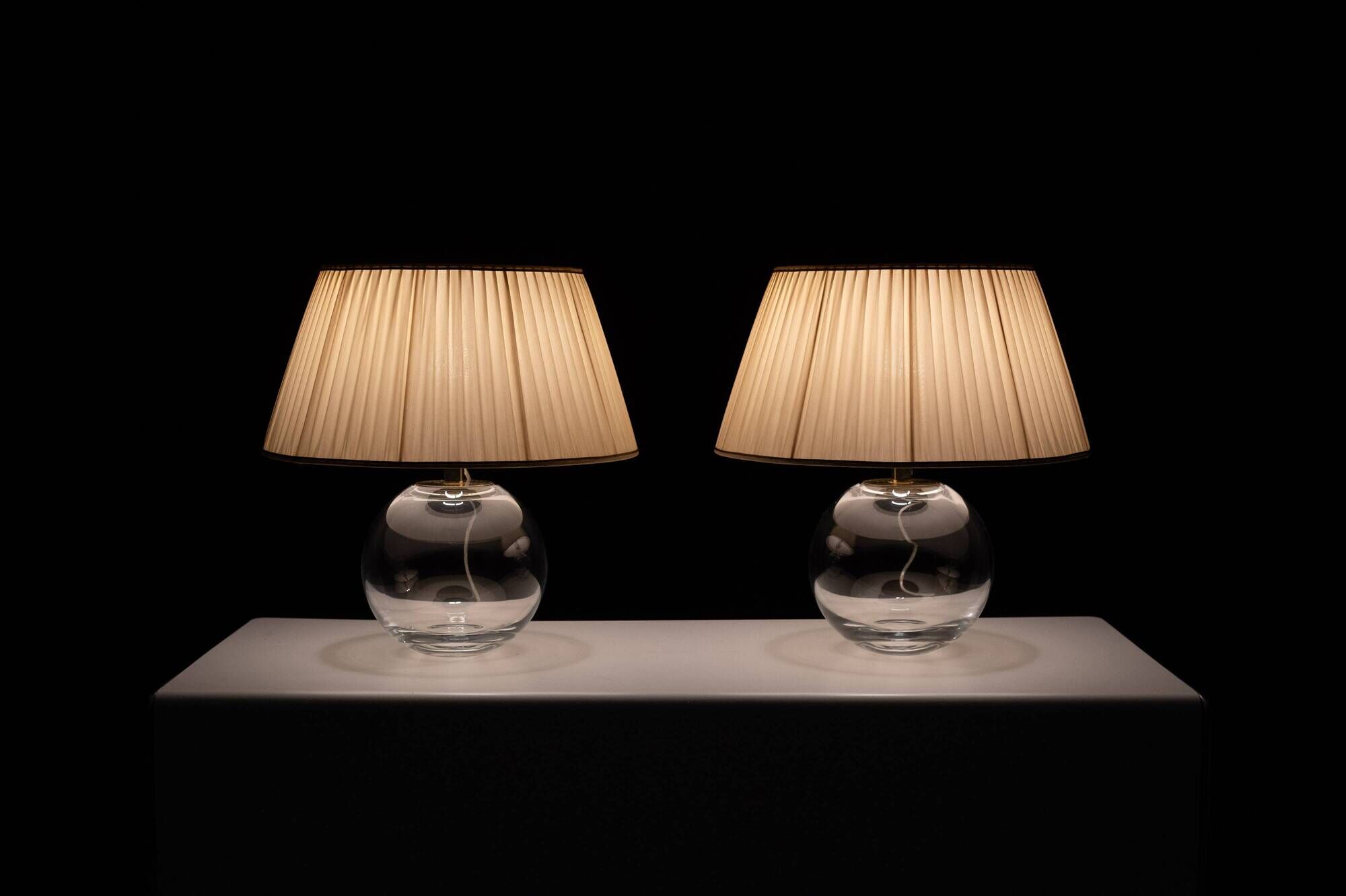 Set Glass ball table lamps 1970s France