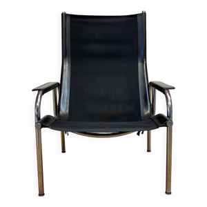 FAUTEUIL CUIR NOIR ET