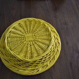 yellow trash can