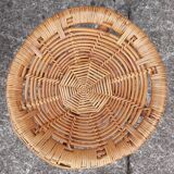 Low wicker and rattan stools, 1970s. (Set of 3)