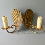 Pair of golden metal shell sconces