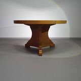 Table à manger brutaliste en chêne blond 1970