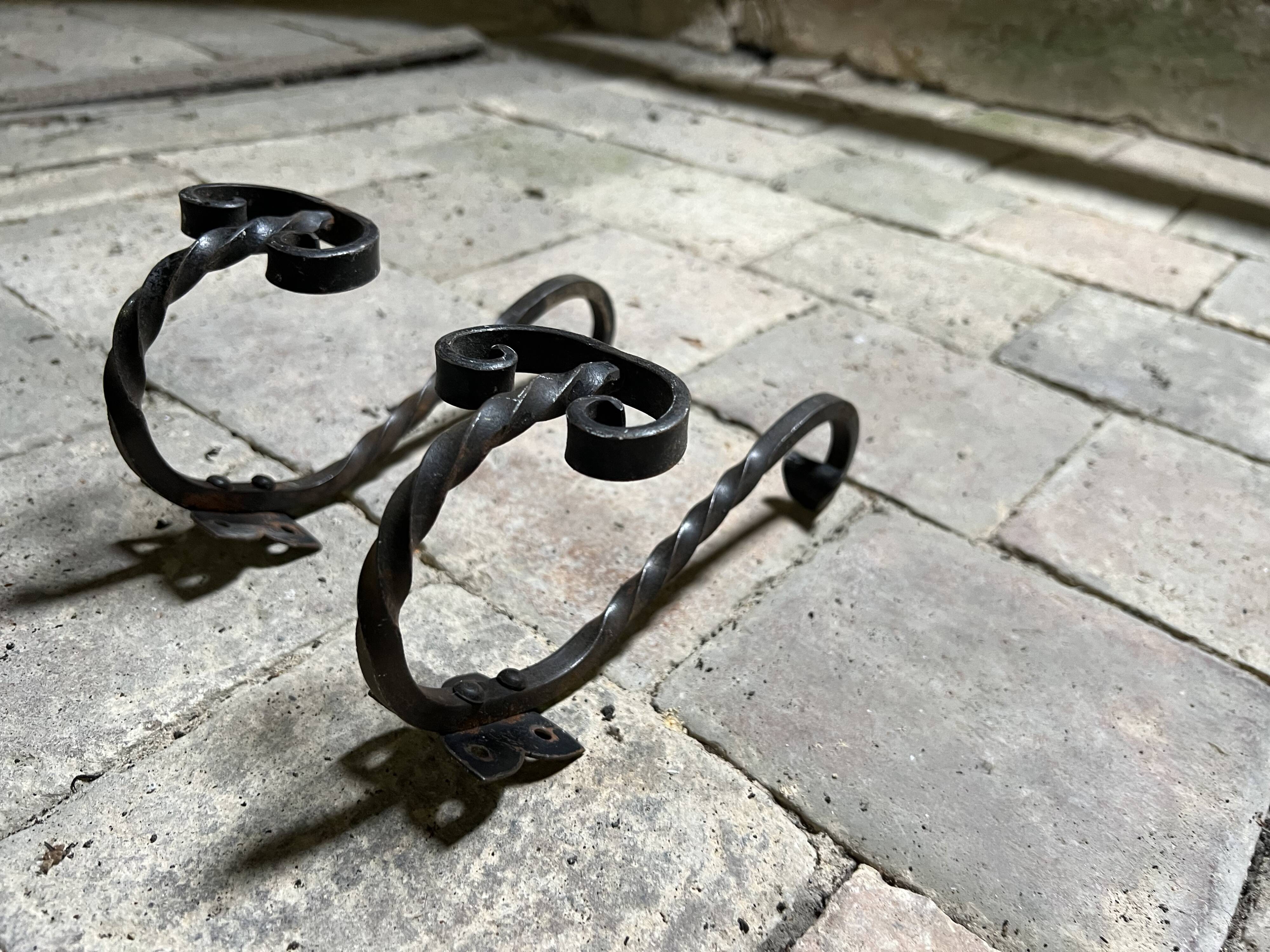 Pair of Medieval Style Wrought Iron Wall Brackets