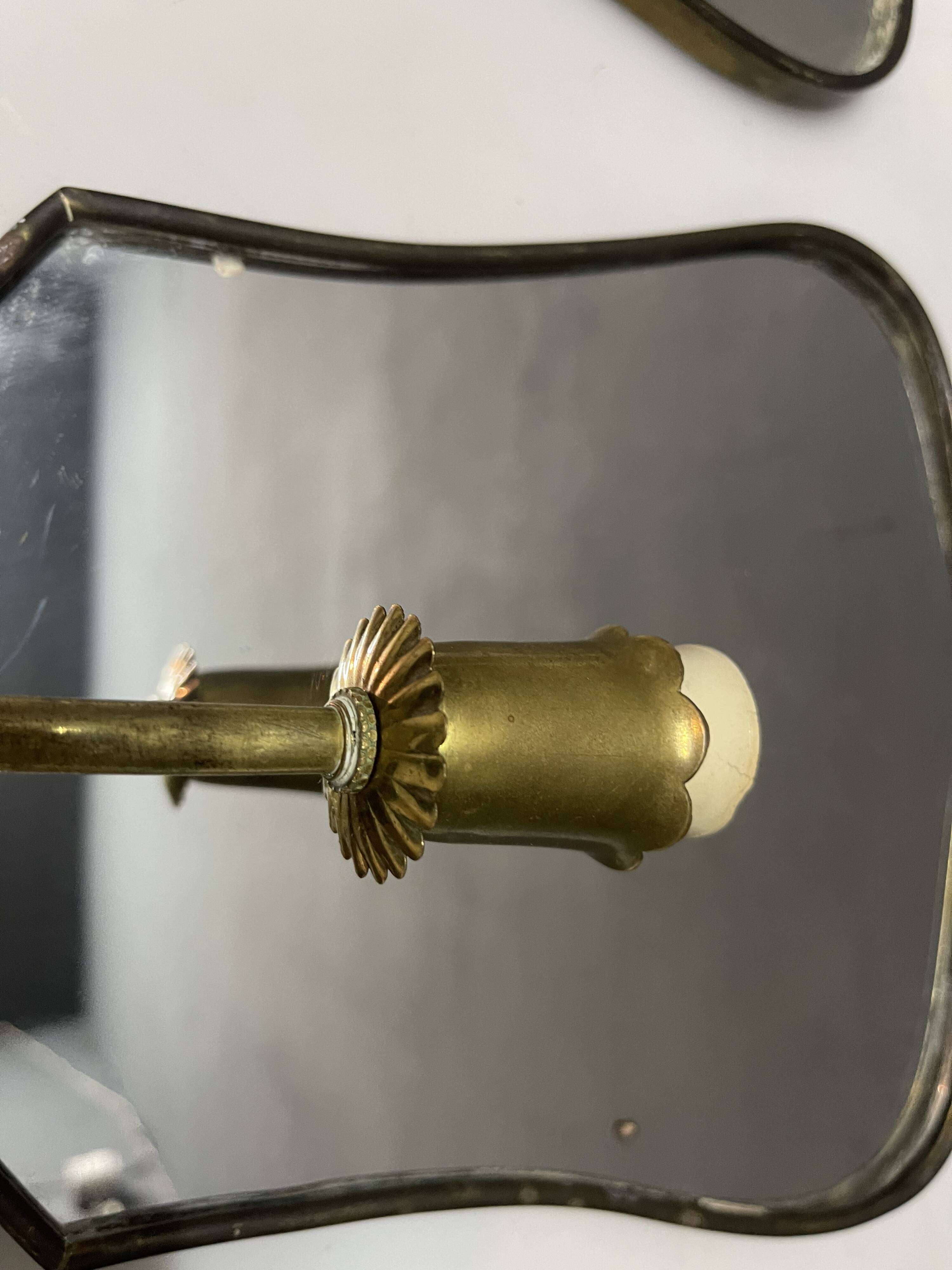 Art Deco Brass Mirrored Sconces Set of 2 1950’s