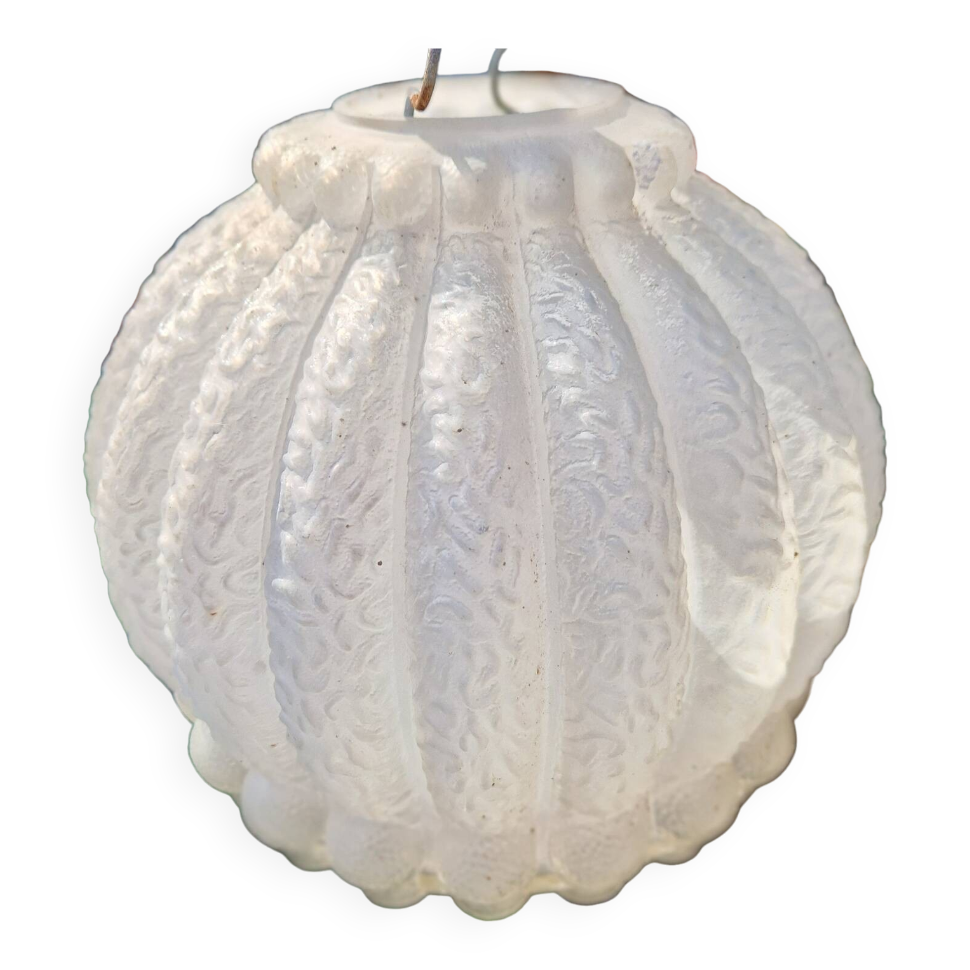 Molded glass hanging globe