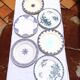 Assortment of 6 old blue flat plates