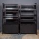 Striking 20thc italian ebonised etageres with open back & storage c.1970