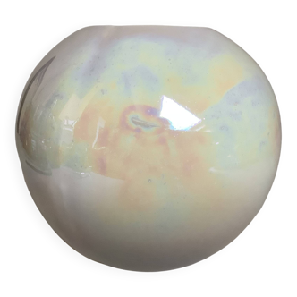 Iridescent white round vase