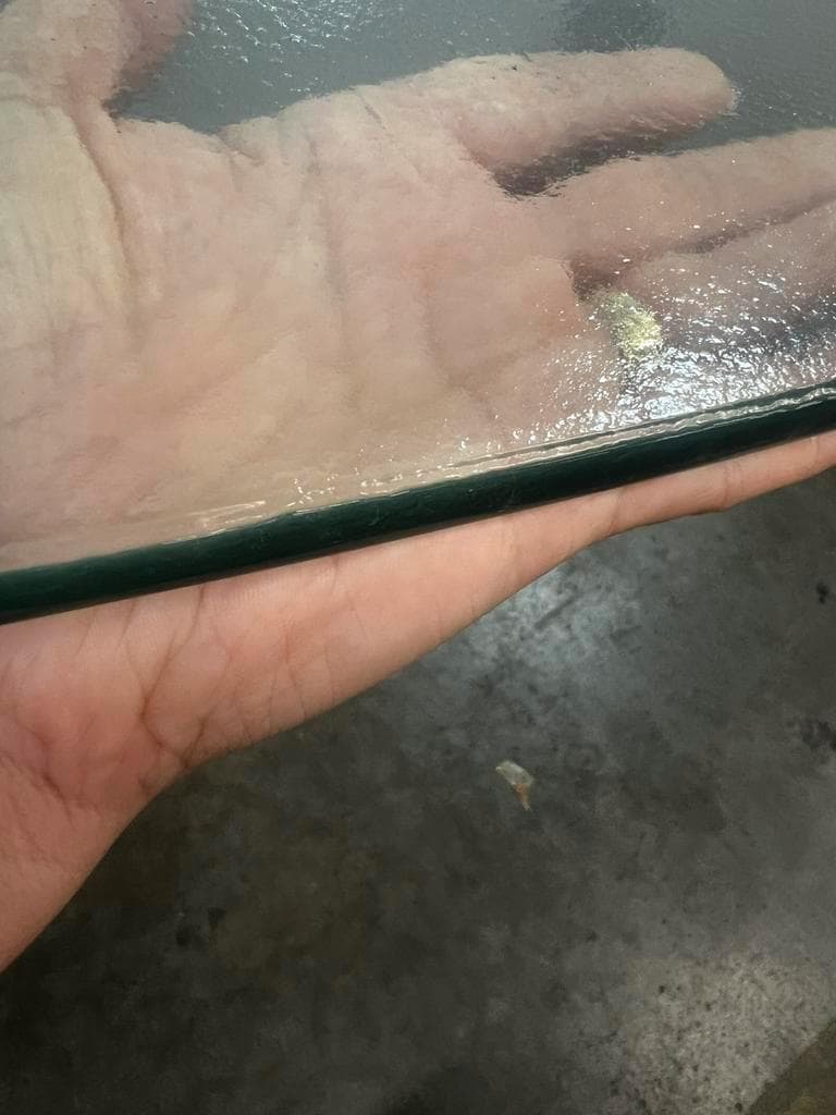 Table basse XL vintage en verre avec cadre chromé