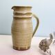 Glazed earth jug, Manziat pottery, rustic, vintage French