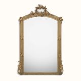 19th C antique French Louis XVI mirror with leave crest