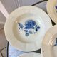 6 hollow plates Digoin Sarreguemines blue flowers 30s