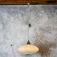 Large Scandinavian pendant light in striated opaline and brass from the 60s