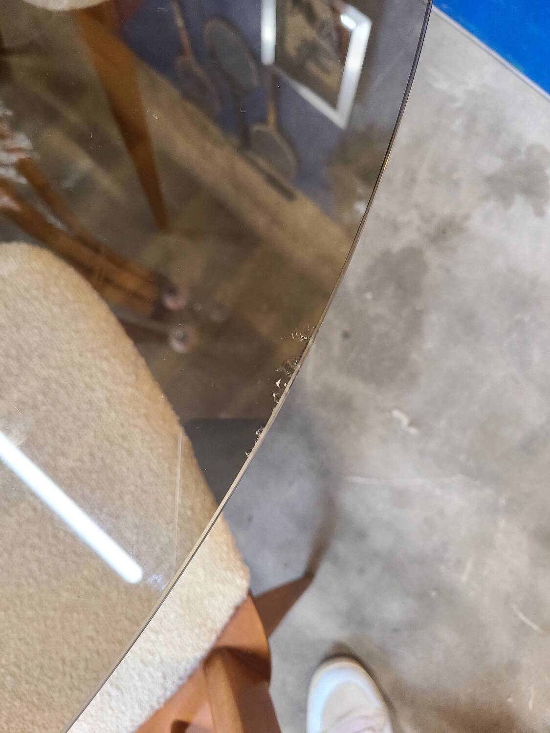 70s smoked glass and rattan table