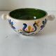 Ceramic soup bowl with blue flower decoration – handmade