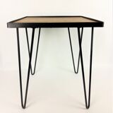 1950 oak and black metal side table